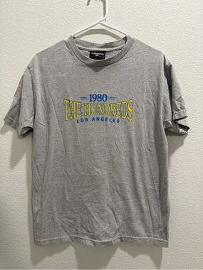 The Hundreds Grey Tee with Yellow & Blue Chest Logo